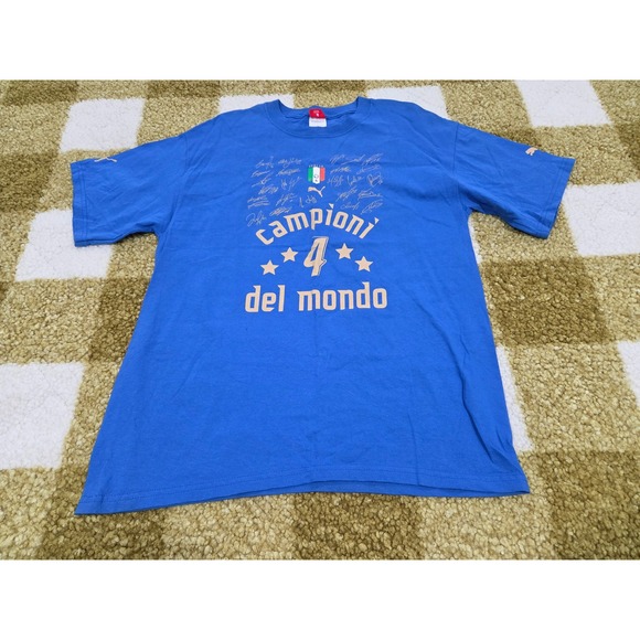 Puma Other - Puma Italia Campioni del Mondo 4 Blue Soccer T-Shirt Mens Large Italy World Cup